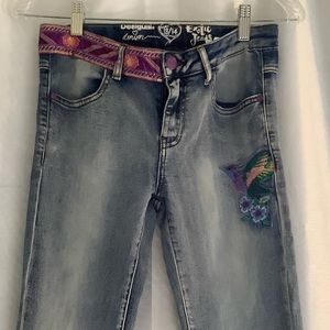 Desigual girls’ brocade-embellished stretch jean